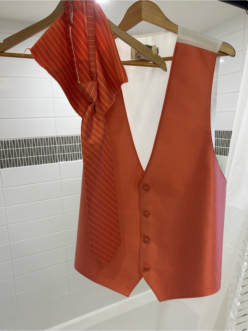 Orange Men's Dress Vest & Tie Set - Classic Formal Styling